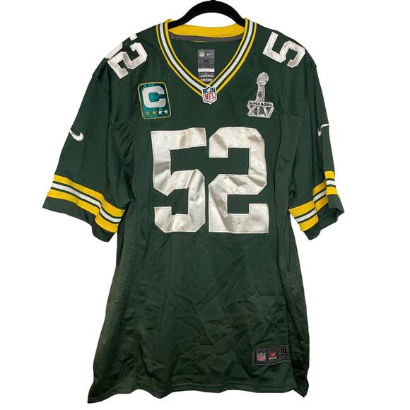 RARE NIKE NFL On-Field Clay Matthews Captains Patch Jersey 52 XL Packers